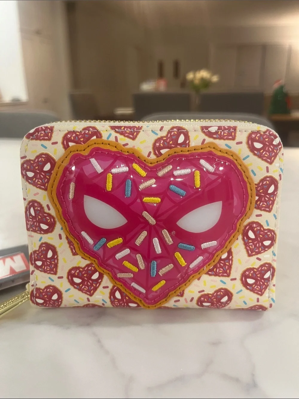 Marvel Heart Sprinkles Zip Wallet - Pink, White, Yellow